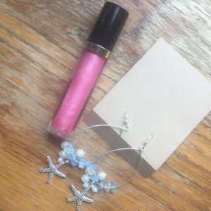 Revlon pink gloss lipstick and earrings